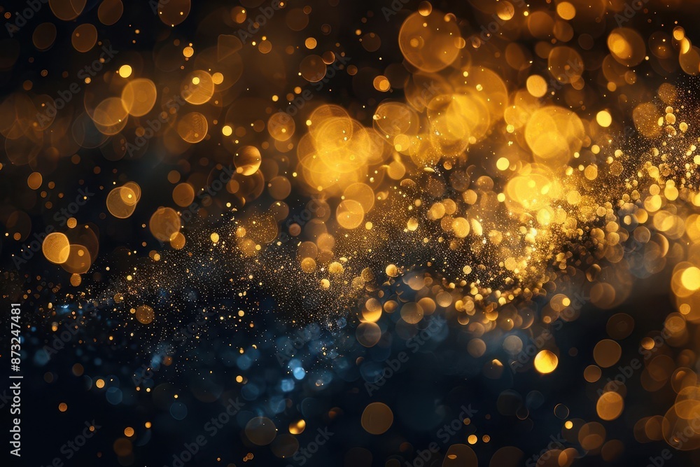Poster ethereal golden mist swirls against a deep black backdrop creating a mesmerizing interplay of light 