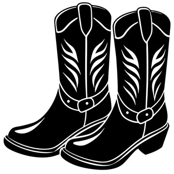 black cowboy boots pair clip art preview