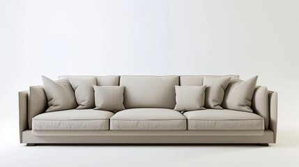 3D rendering of a modern living room featuring a sofa, isolated on a white background