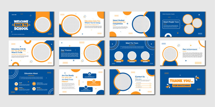 Education PowerPoint presentation slides template design. Use for modern keynote presentation background, brochure design, website slider, landing page, annual report, 