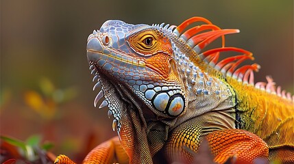 Fototapeta premium macro shot iguana with unique color