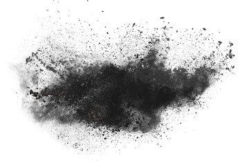particles of charcoal on white background,abstract powder splatted on white background,Freeze...