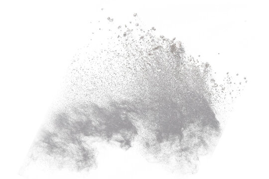 White powder explosion on black background. Colored cloud. Colorful dust explode. Paint Holi.