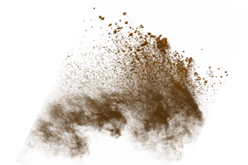 Brown powder explosion on white background. Colored cloud. Colorful dust explode. Paint Holi. © kitsana