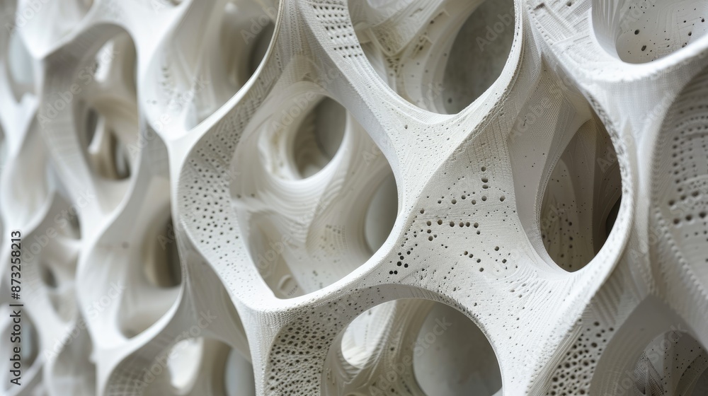 Poster Close-up of a 3D printed building showing intricate design details.