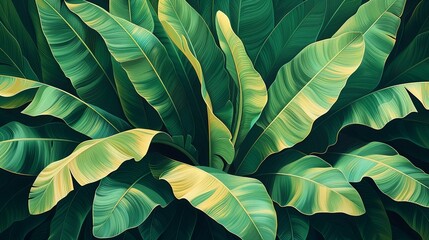 Tropical banana leaf pattern, reflecting a trendy and exotic aesthetic. , Minimalism,