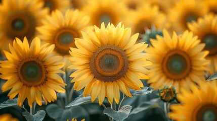 Bold sunflower pattern in sunny yellow hues, symbolizing happiness and vitality. , Minimalism,