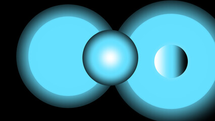 Kugel und Kreise mit 3d Effekt. Blau, Design, Dekoration