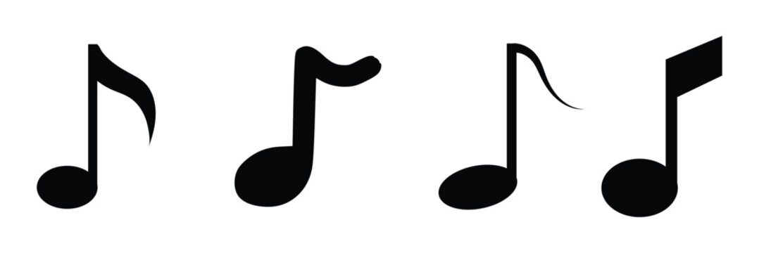 Music notes icons set. Black notes symbol on white background - stock vector on  white background.