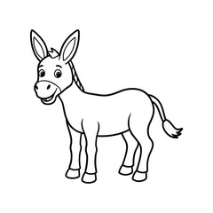 Cartoon happy donkey line art vector illustration