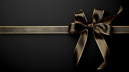 Luxury black background with gold ribbon, simple and elegant, ultra HD high quality
