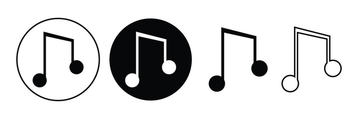 Music notes icons set. Black notes symbol on white background - stock vector on  white background.