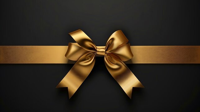 Luxury black background with gold ribbon, simple and elegant, ultra HD high quality