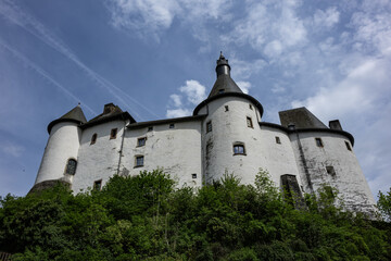 View of Clervaux Castle (Chateau de Clervaux) in Clervaux in Northern Luxembourg, dates back to XII...