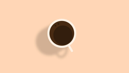 Illustration wallpaper with a cup of coffee, with a minimalist style to use as a background on your computer or cell phone, can also be used for composition for social networks and banners