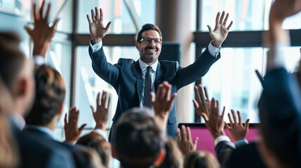 Manager motivates employees to boost job satisfaction.
