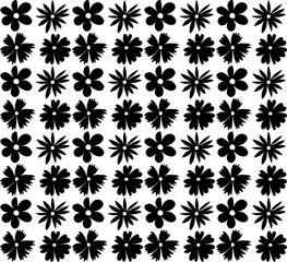 Seamless texture in the form of a floral black pattern in doodle style on a white background