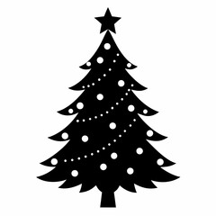 christmas tree black vector silhouette