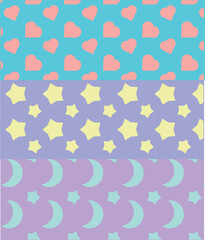 seamless pattern with hearts ,star, moon