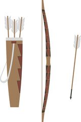 medieval bow with quiver and arrows