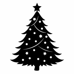 christmas tree black vector silhouette