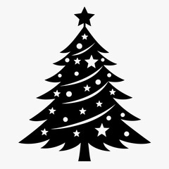 christmas tree black vector silhouette