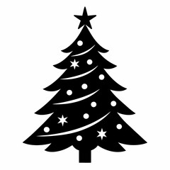 christmas tree black vector silhouette