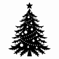 christmas tree black vector silhouette