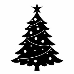 christmas tree black vector silhouette