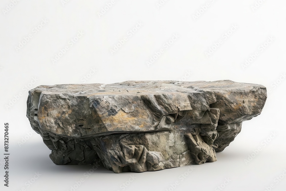 Poster natural rock platform podium for product display on white background 3d rendering