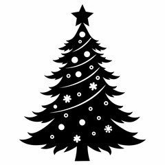 christmas tree black vector silhouette
