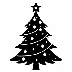 christmas tree black vector silhouette