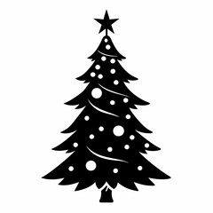 christmas tree black vector silhouette