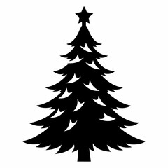 christmas tree black vector silhouette