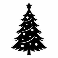 christmas tree black vector silhouette