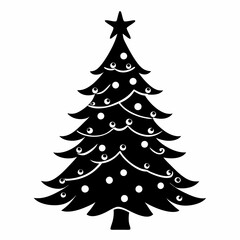 christmas tree black vector silhouette