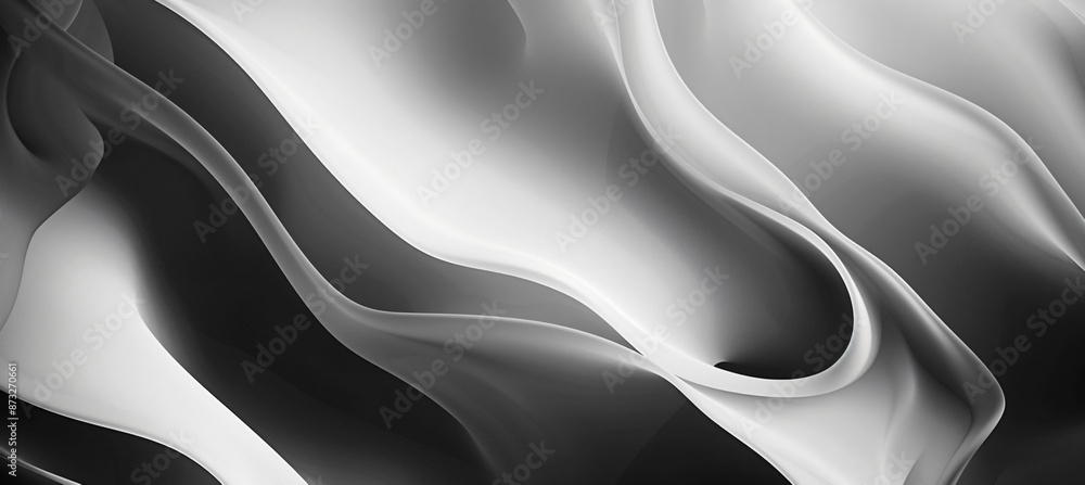 Poster abstract monochrome background with blurred wavy lines and soft edges. the design features a gradien