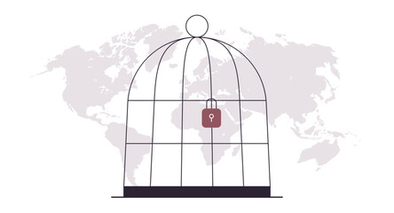 Global problems and slavery, kidnapping, crime, serious difficulties problems, dirty business flat vector illustration.	
