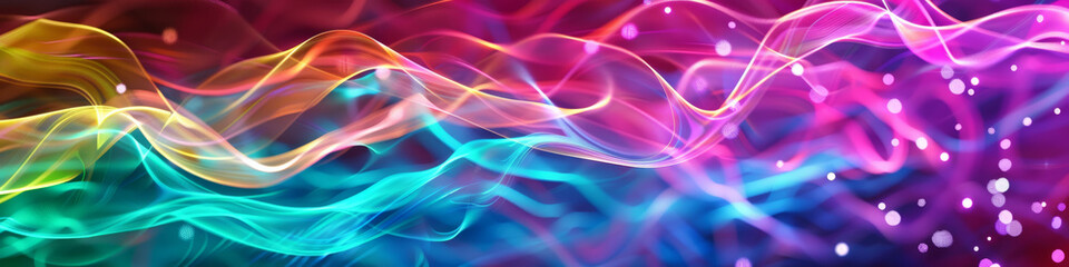 Fototapeta premium Colorful Abstract Waves of Light and Energy with Sparkling Bokeh