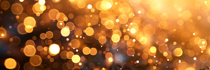 Warm Golden Bokeh Background of Defocused Lights for Festive and Celebratory Themes