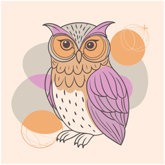 Owl Vector Wild forest bird