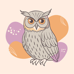 Owl Vector Wild forest bird