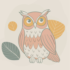 Owl Vector Wild forest bird