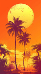 Naklejka premium Bright Orange Tropical Background