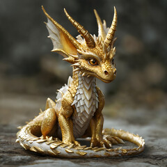 Obraz premium Golden Baby Dragon