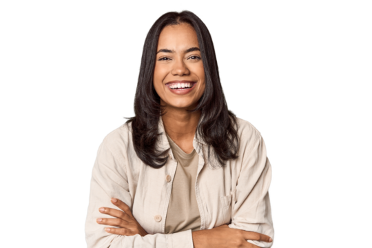 Portrait of a young Filipino woman laughing and having fun.