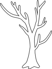 Obraz premium Dead tree outline vector. Dead tree coloring page svg.