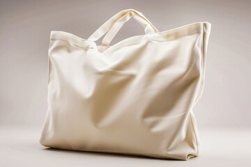 A stylish white tote bag with a modern design, perfect for everyday use. Made from durable fabric, it is eco-friendly and versatile.