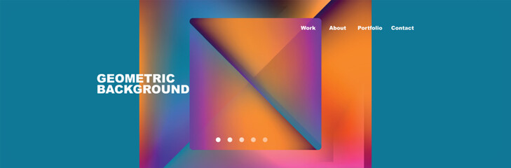 Colorful fluid gradient triangles and squares web site template. Vector Illustration For Wallpaper, Banner, Background, Card, Book Illustration, landing page
