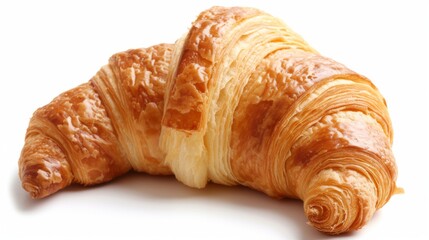 Single croissant, isolated on white background